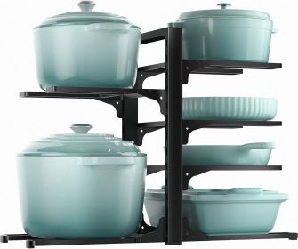 6-Tier Pots and Pans Organizer under Cabinet, Kitchen Cabinet Organizers and Storage, Heavy Duty Pots and Pan Storage Rack Organizer inside Cabinet
