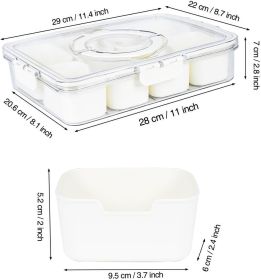 Snackle Box Container, Divided Serving Tray with Lid and Handle, Portable Charcuterie Board for Portable Snack Platters, Clear Organizer for Cand