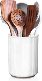 6.7" Utensil Holder, Ceramic Kitchen Utensil Holder with Cork Bottom, Large Utensil Crock for Countertop