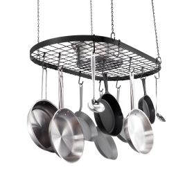 Hanging Pot Rack, 32 inch Hanging Pot Rack Ceiling Mount, Ceiling Pot Rack with 12 S Hooks, 80 lbs Loading Weight, Ideal for Home, Restaurant