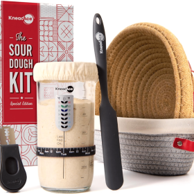 Sourdough Starter Kit – 24oz Starter Jar, 2 Cotton Rope Banneton Proofing Baskets