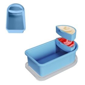 Silicone Snack Container With Removable Sauce for Picnic (Color: Blue, Type: Kitchen Tools)