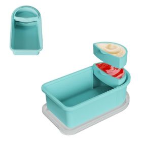 Silicone Snack Container With Removable Sauce for Picnic (Color: Cyan, Type: Kitchen Tools)