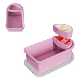 Silicone Snack Container With Removable Sauce for Picnic (Color: Sakura Pink, Type: Kitchen Tools)
