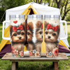 1pc Cute Bow Yorkshire Terrier Tumbler, Floral Printed Stainless Steel Car Cup, Adorable Pet Water Bottle for Dog Lovers, Portable Girly Travel M
