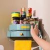 1pc; Kitchen Rotary Shelf; Multifunctional Storage Tray Wall Mount; Spice Storage Holder Dispenser; Punch Free Kitchen Caddy Organizer With Adhes
